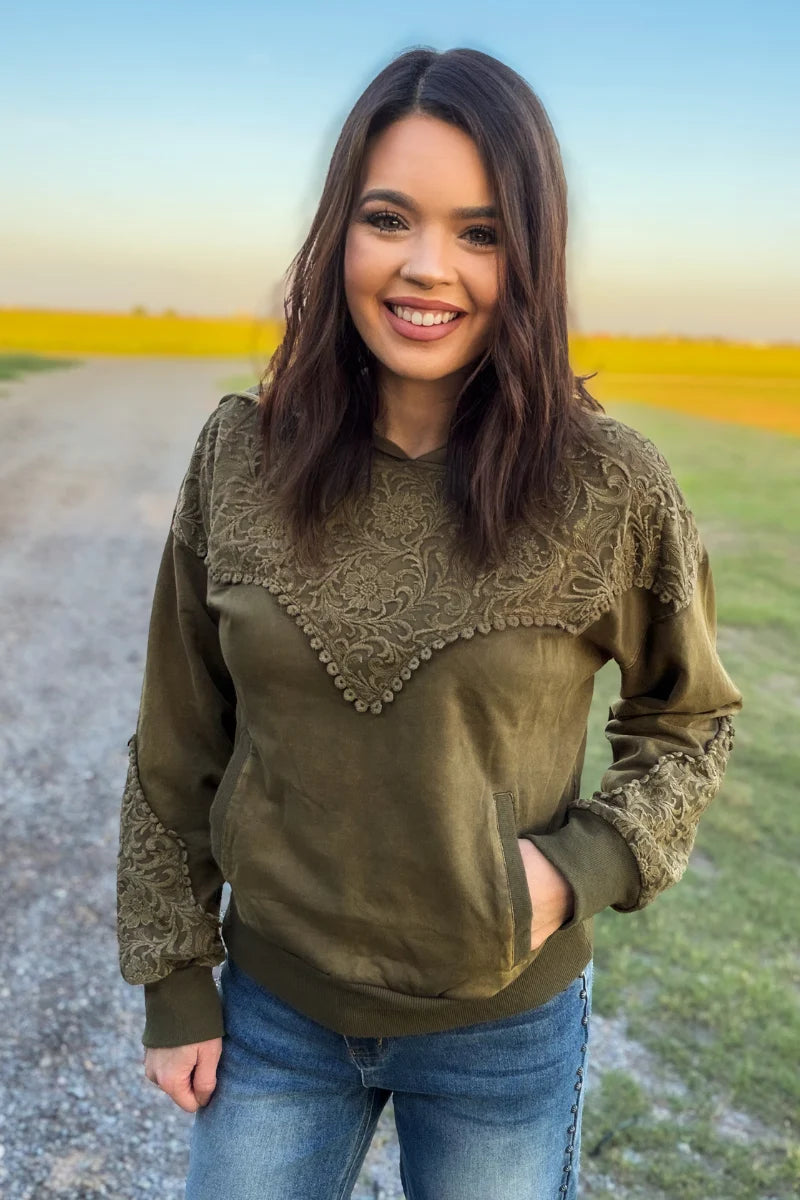 Tooled Frontier Western Hoodie – Hunter Green