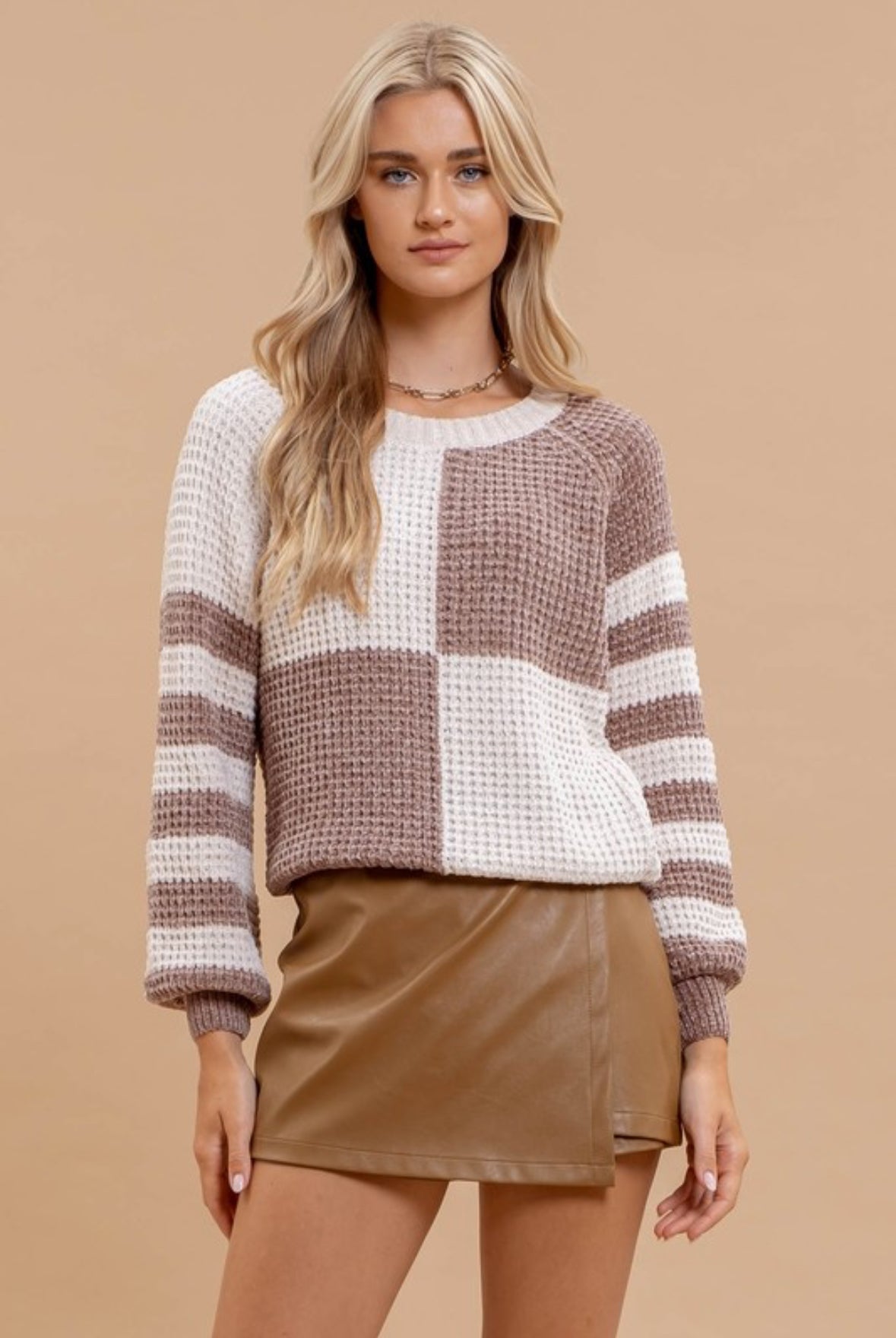 Color Block Checkered Sweater