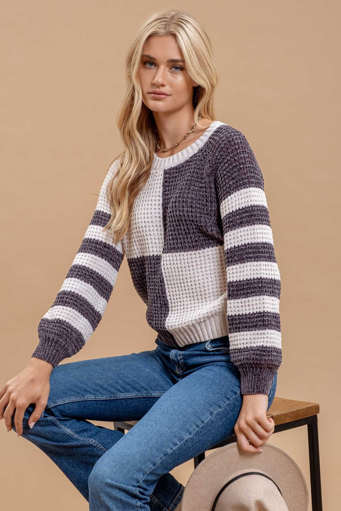 Color Block Checkered Sweater