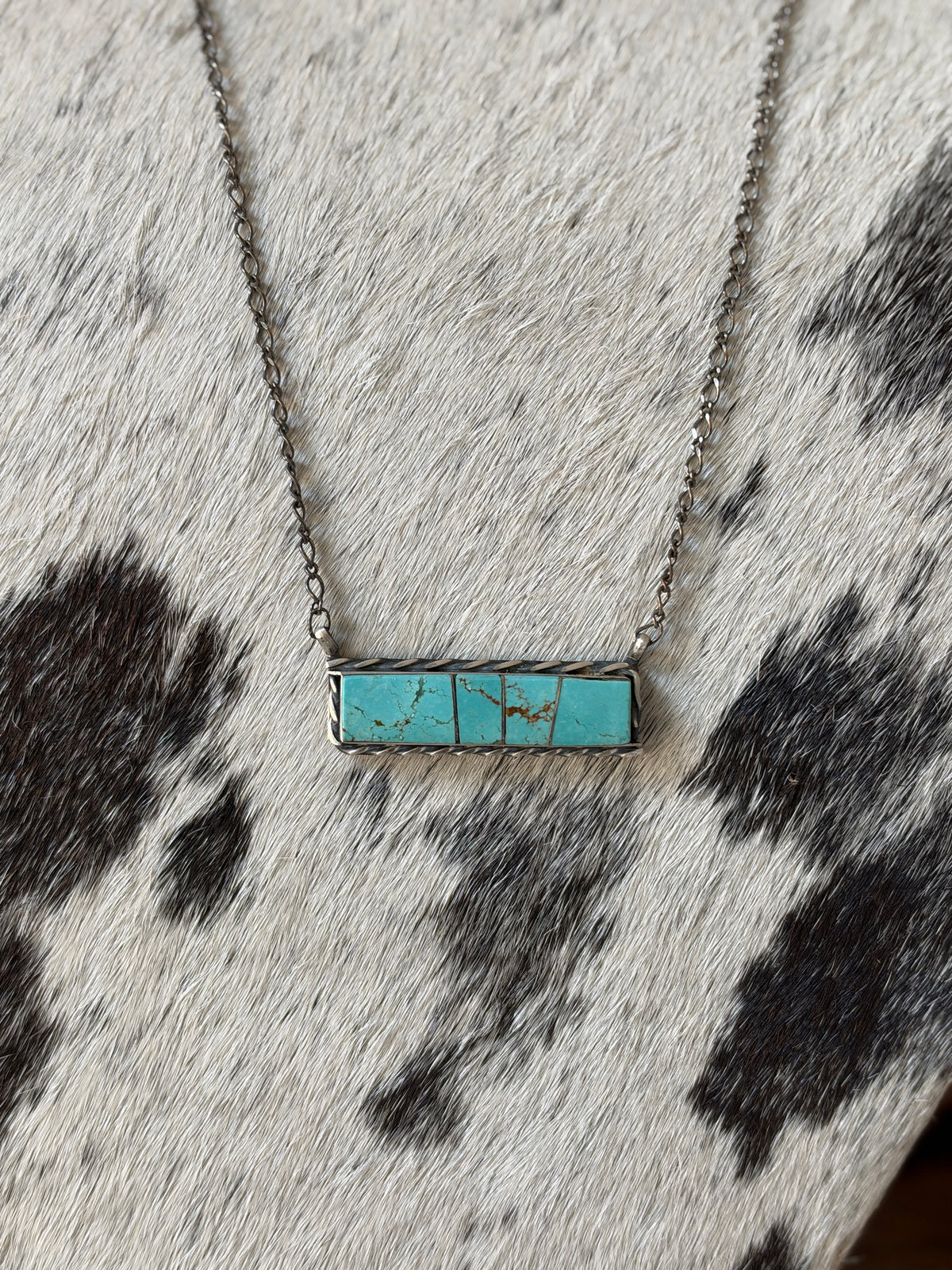 Steve Francisco Mine 8 Turquoise Bar Necklace – Native Made 925 Sterling Silver | 18"