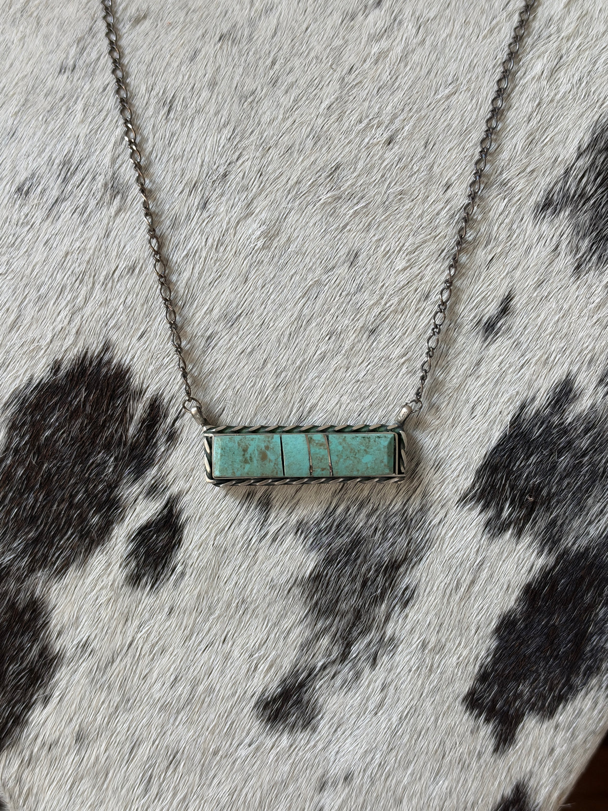 Steve Francisco Mine 8 Turquoise Bar Necklace – Native Made 925 Sterling Silver | 18"