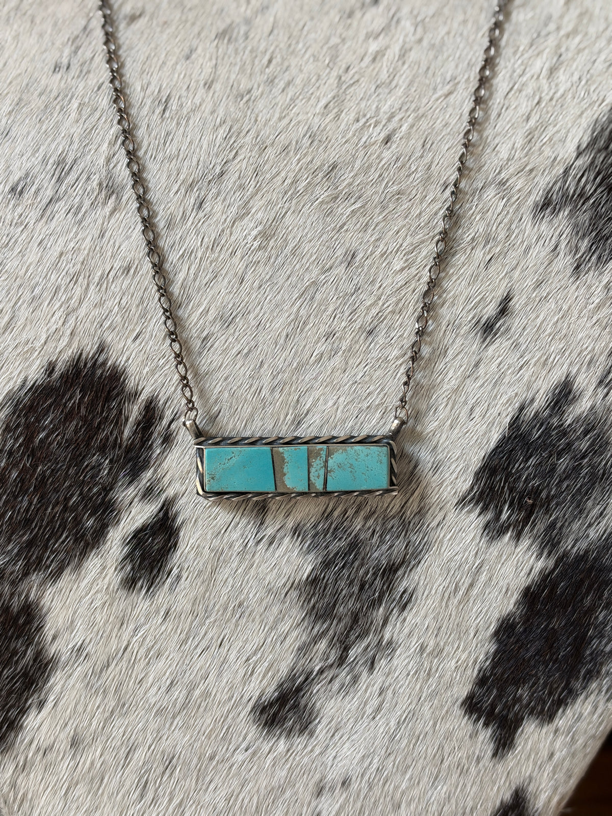 Steve Francisco Mine 8 Turquoise Bar Necklace – Native Made 925 Sterling Silver | 18"
