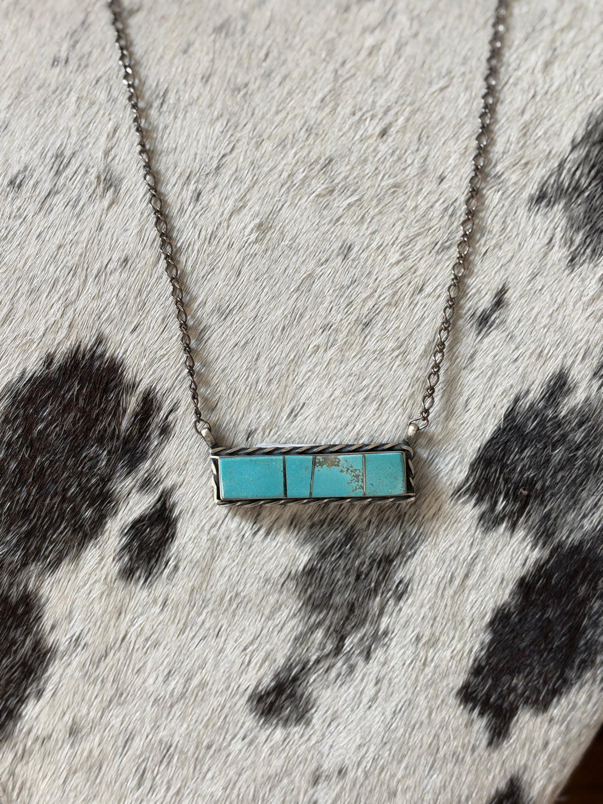 Steve Francisco Mine 8 Turquoise Bar Necklace – Native Made 925 Sterling Silver | 18"