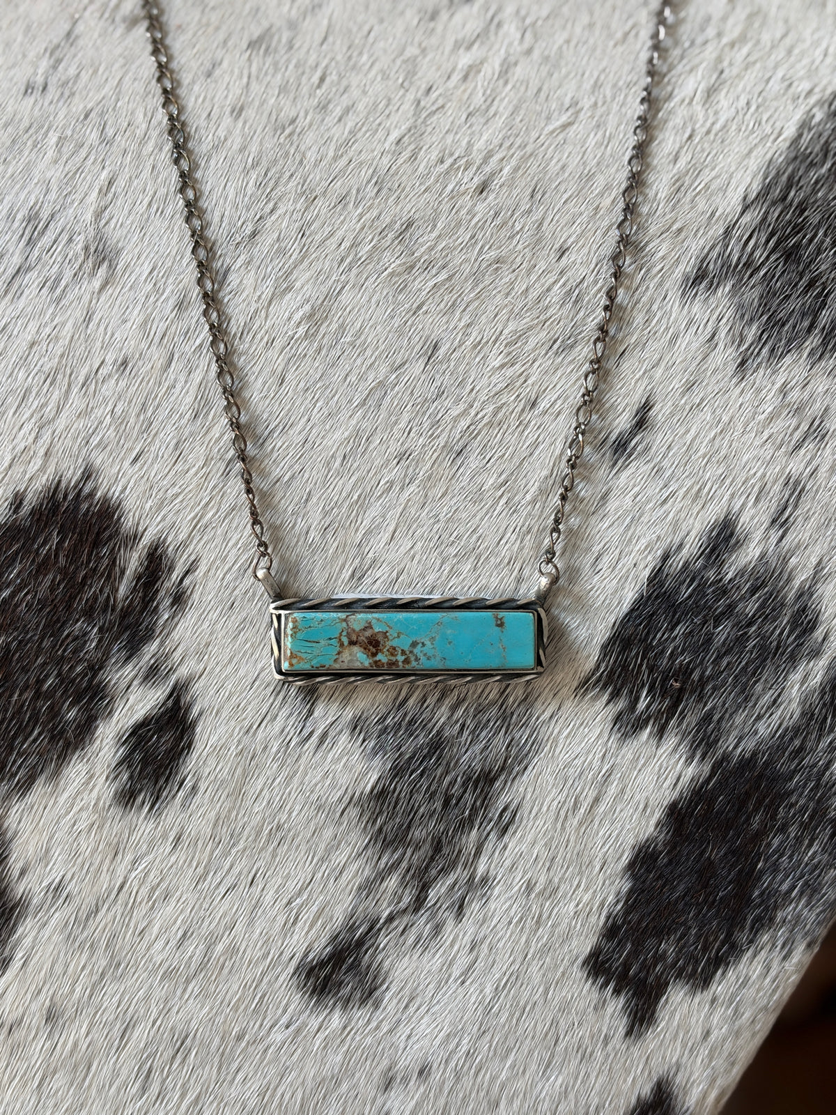 Steve Francisco Mine 8 Turquoise Bar Necklace – Native Made 925 Sterling Silver | 18"