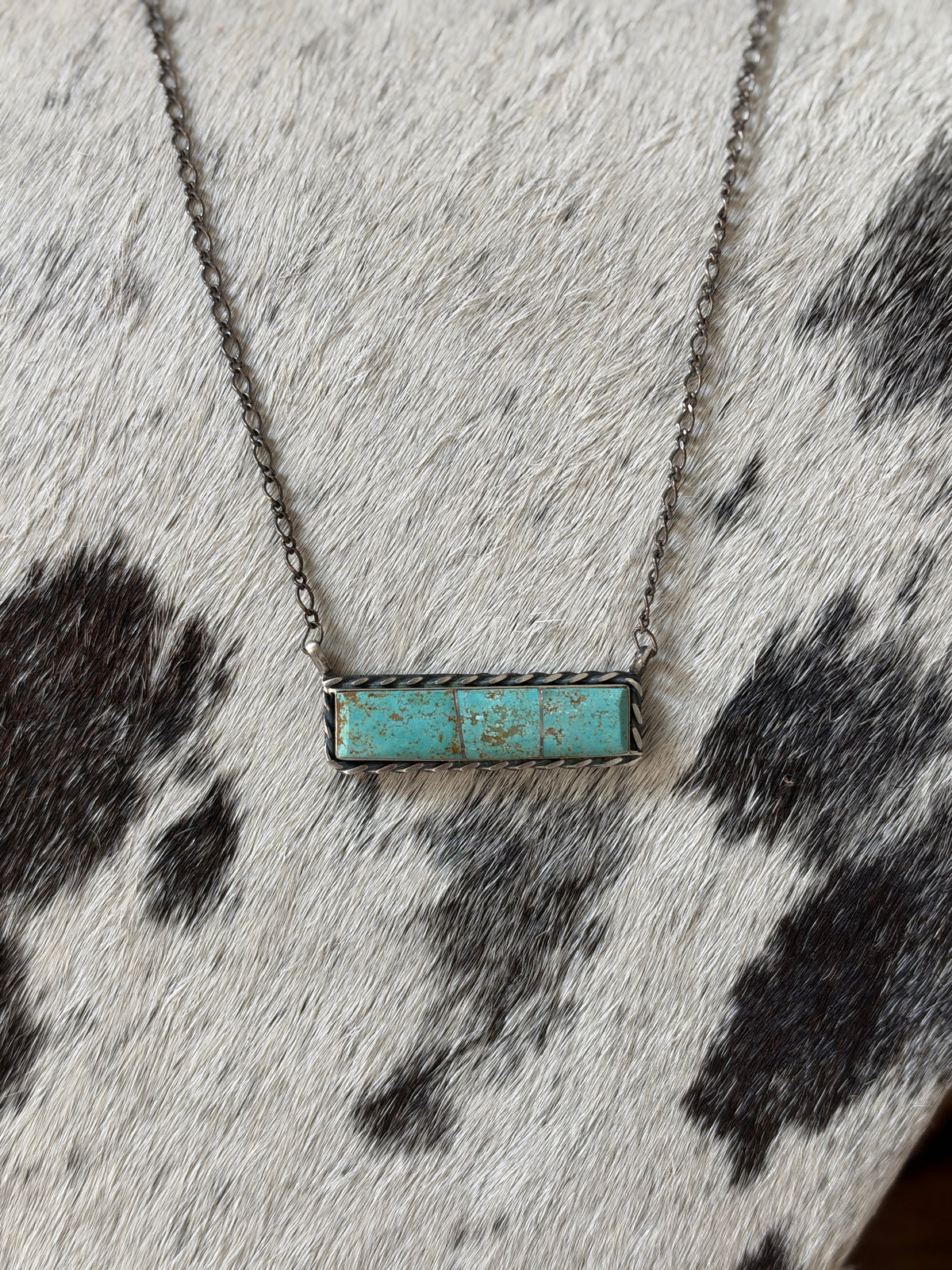 Steve Francisco Mine 8 Turquoise Bar Necklace – Native Made 925 Sterling Silver | 18"