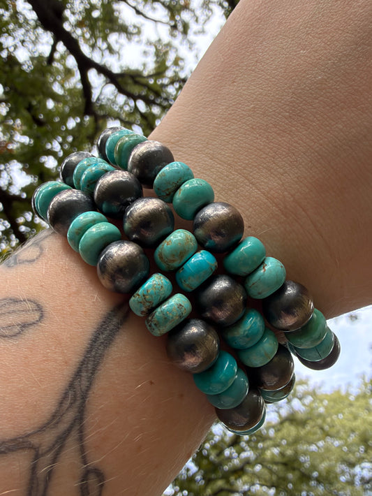 10MM Stretchy Pearls with Turquoise