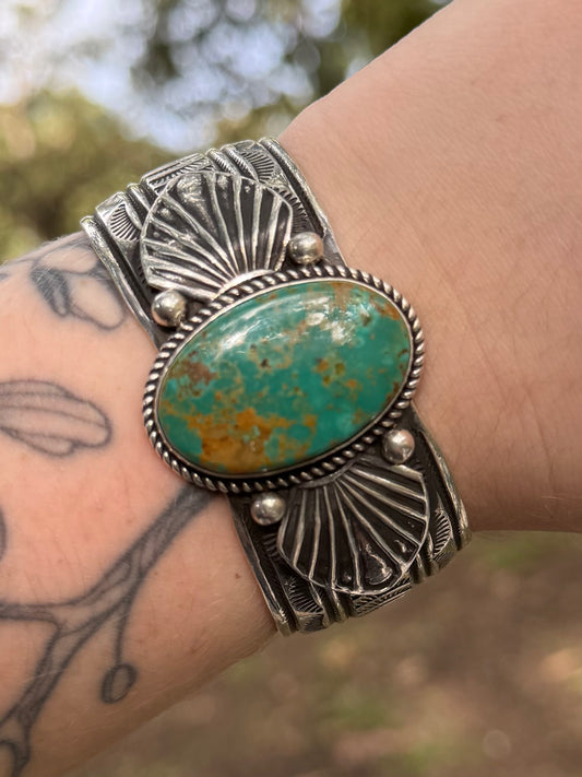 Garrett Hale | Kingman Single Stone .925 Sterling Silver Adjustable Cuff