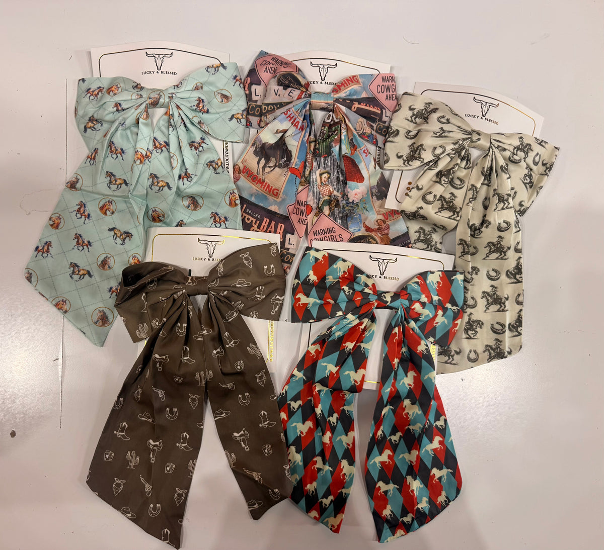 Lucky & Blessed Western Darling Long-Tail Hair Bows