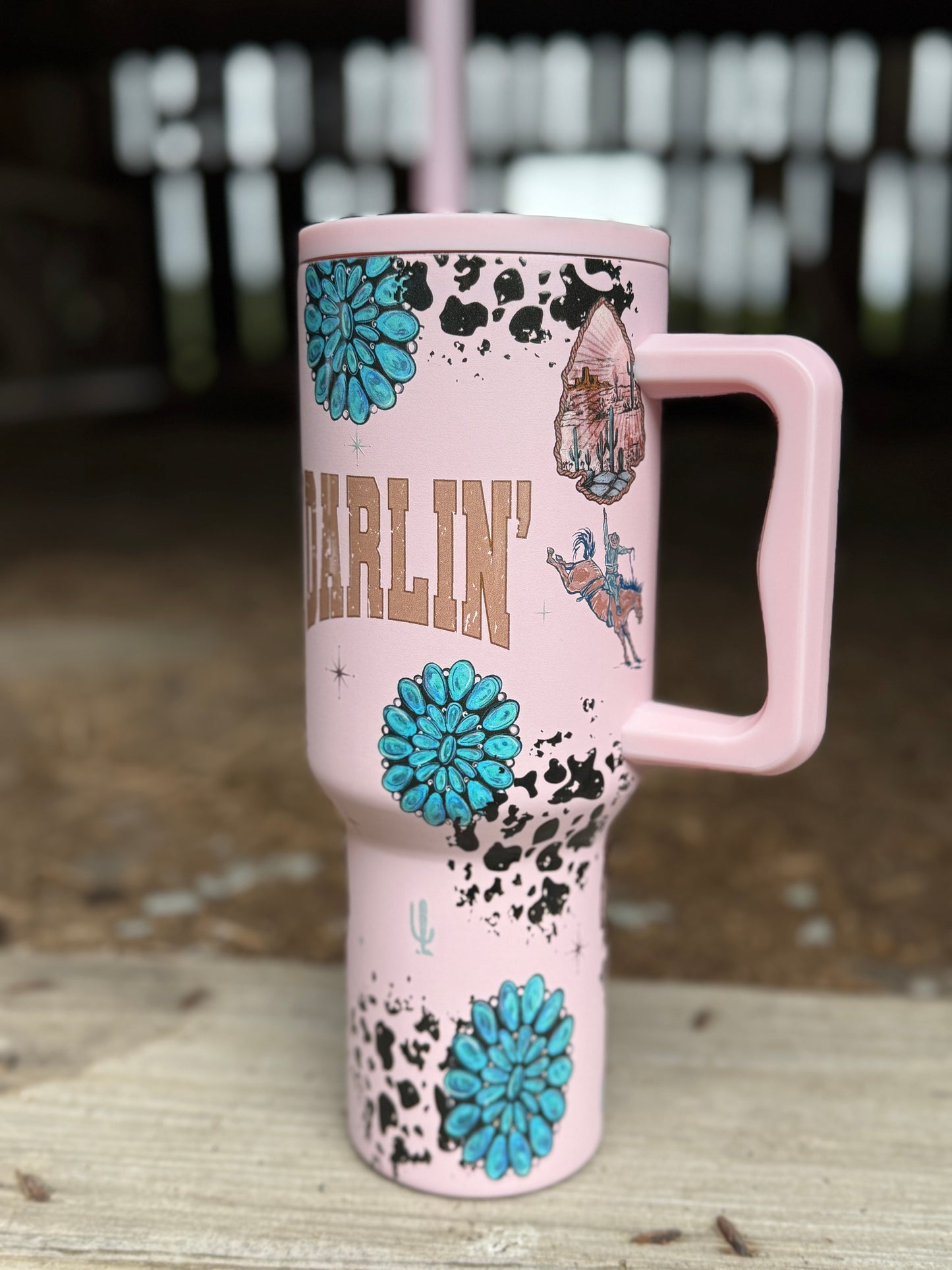 Pink Darlin’ Desert Drinker 40 oz Western Tumbler