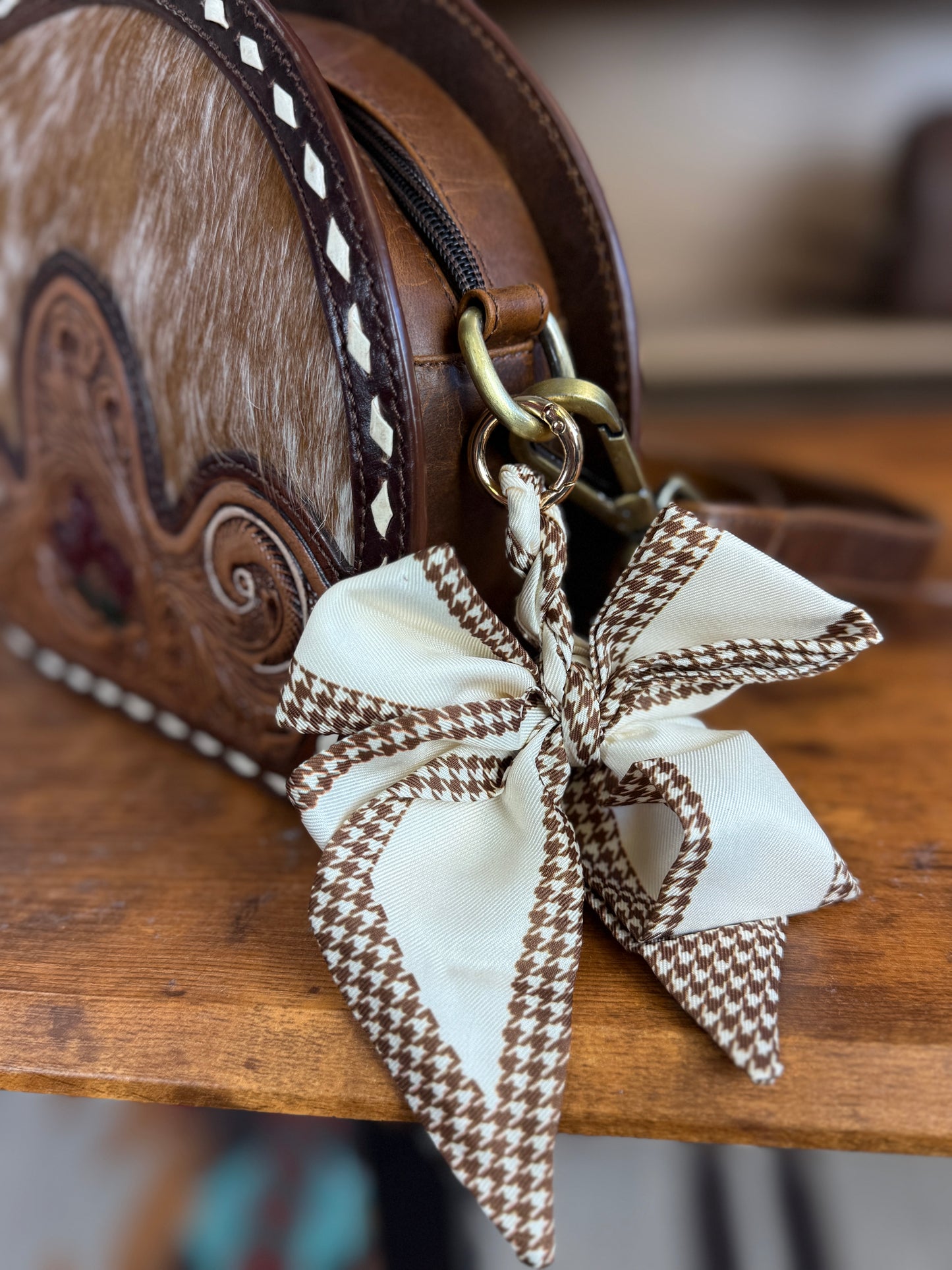 Classic Houndstooth Bow Bag Charm