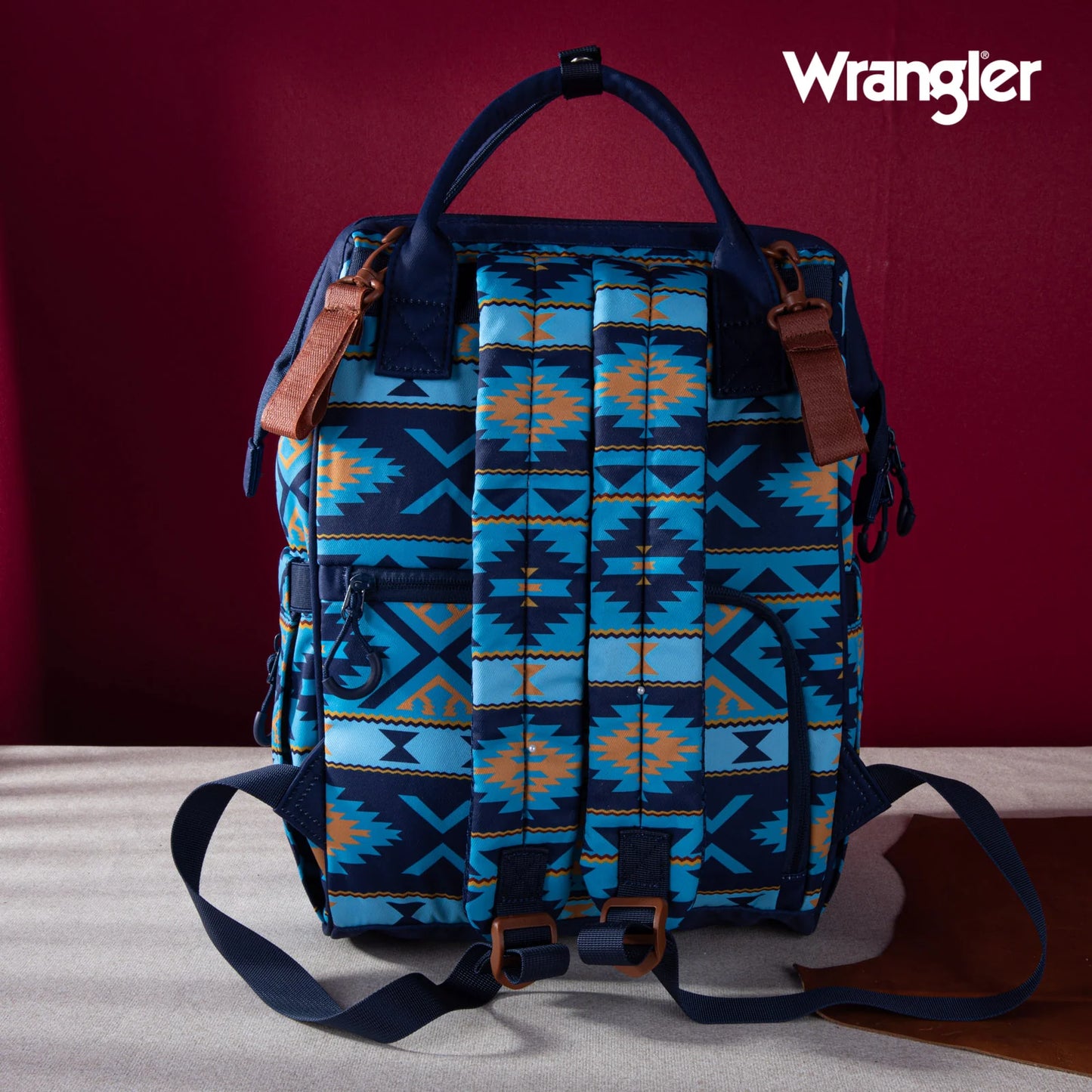 Wrangler Southwestern Pattern Dual Sided Print Multi-Function Backpack