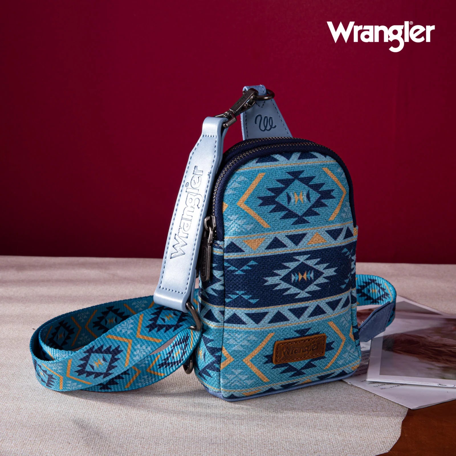 Wrangler Southwestern Print Canvas Crossbody Sling Chest Bag