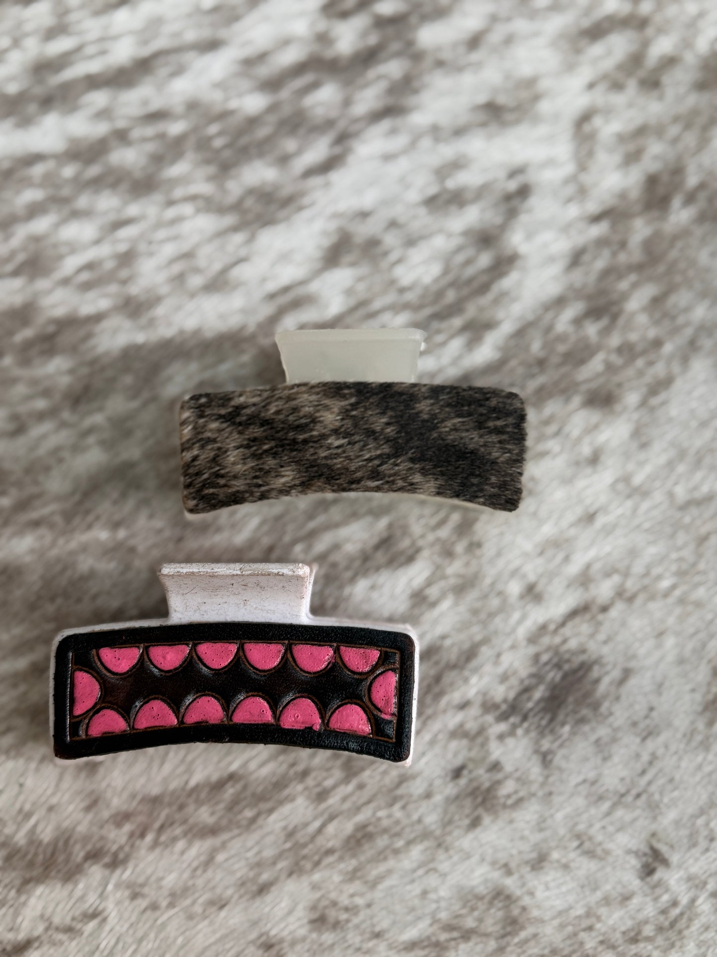 Western Genuine Leather & Cowhide Hair Clip Set (2 Pack)