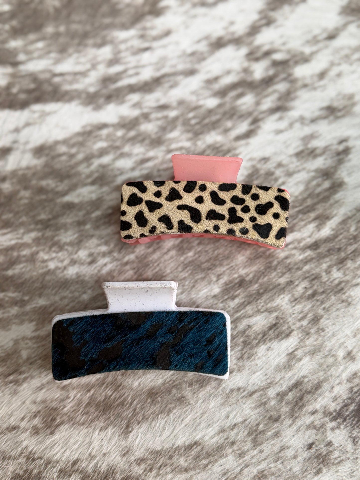 Western Genuine Leather & Cowhide Hair Clip Set (2 Pack)