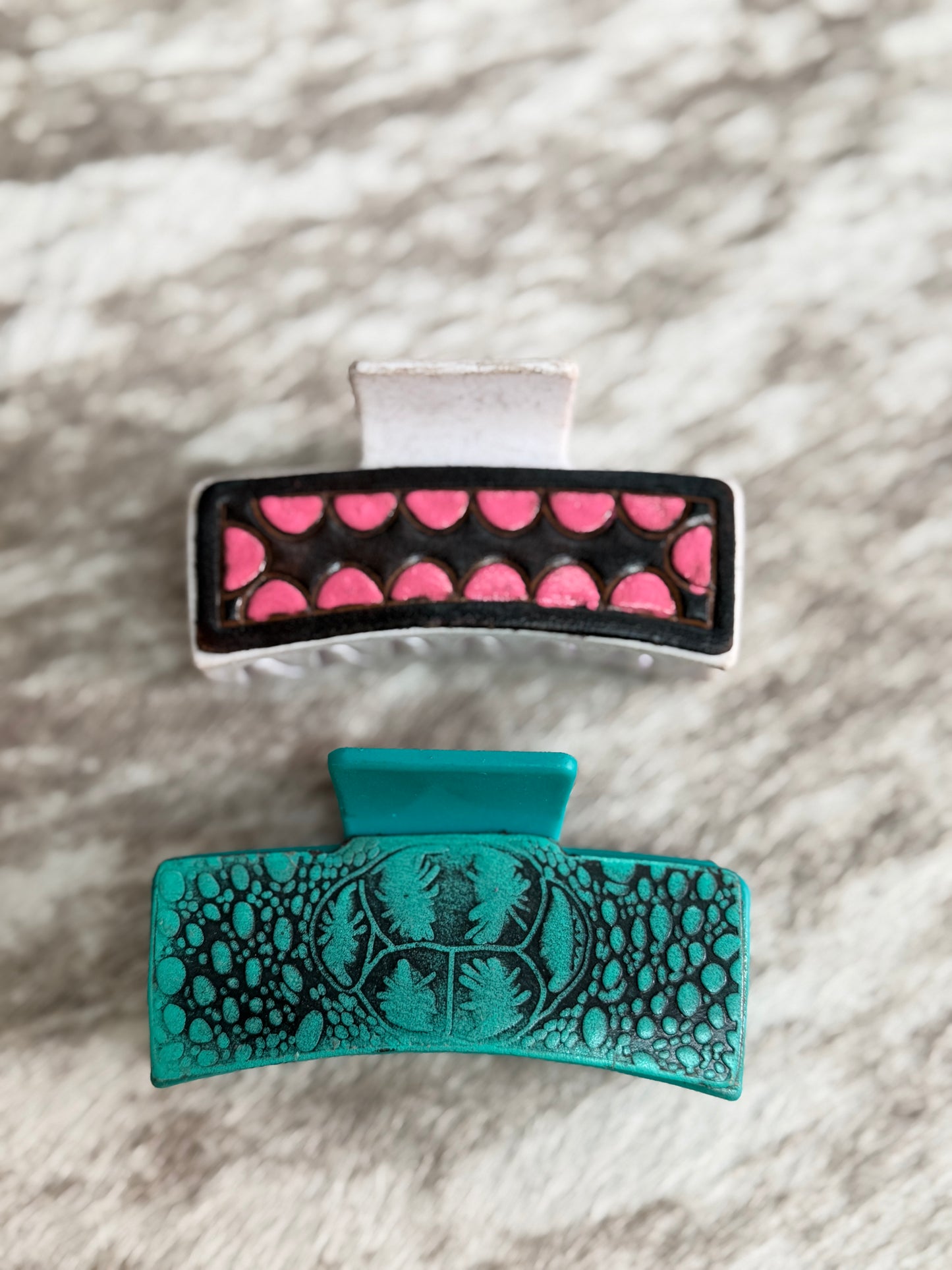 Western Genuine Leather & Cowhide Hair Clip Set (2 Pack)