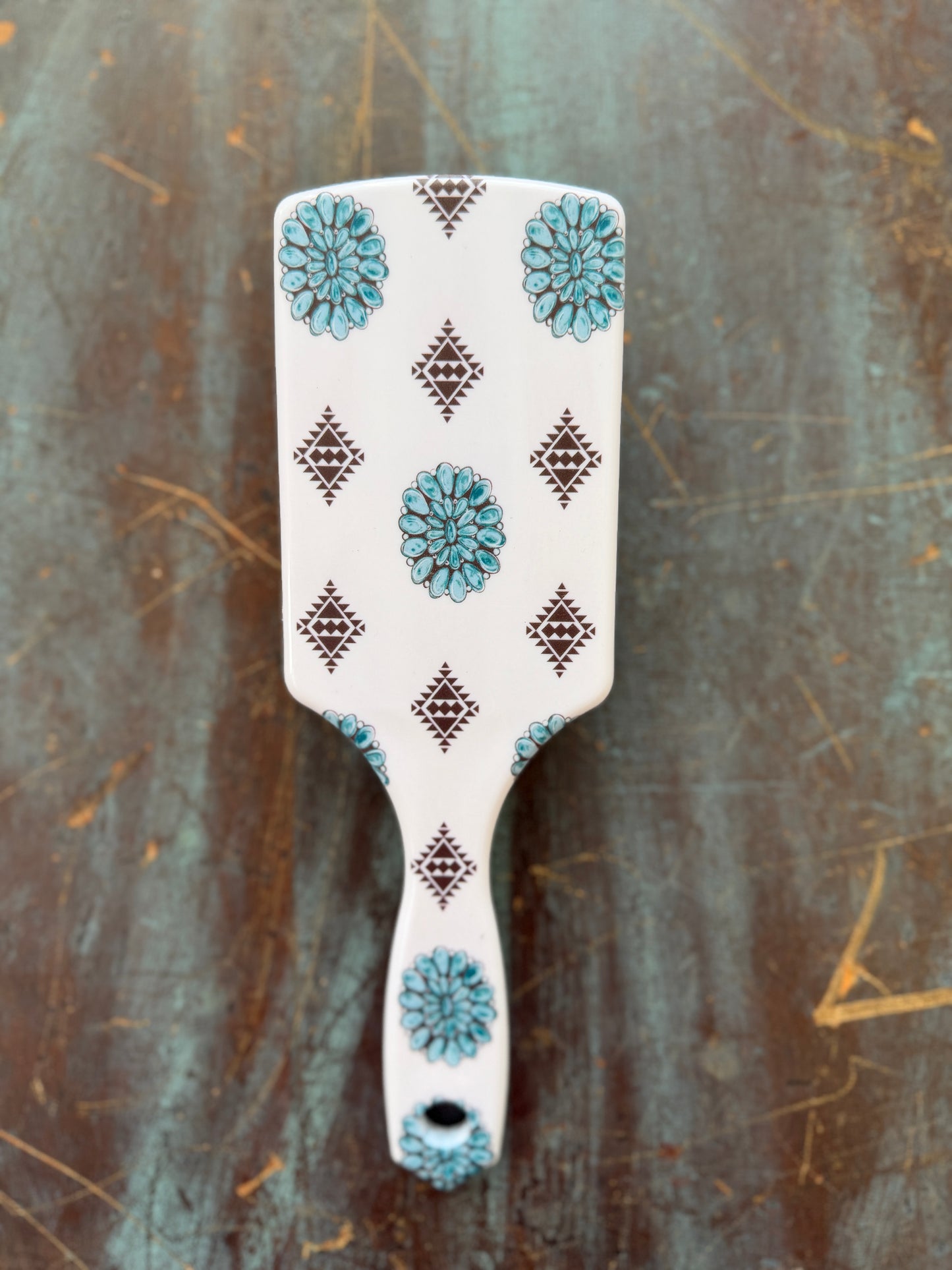 Western Printed Paddle Hair Brush