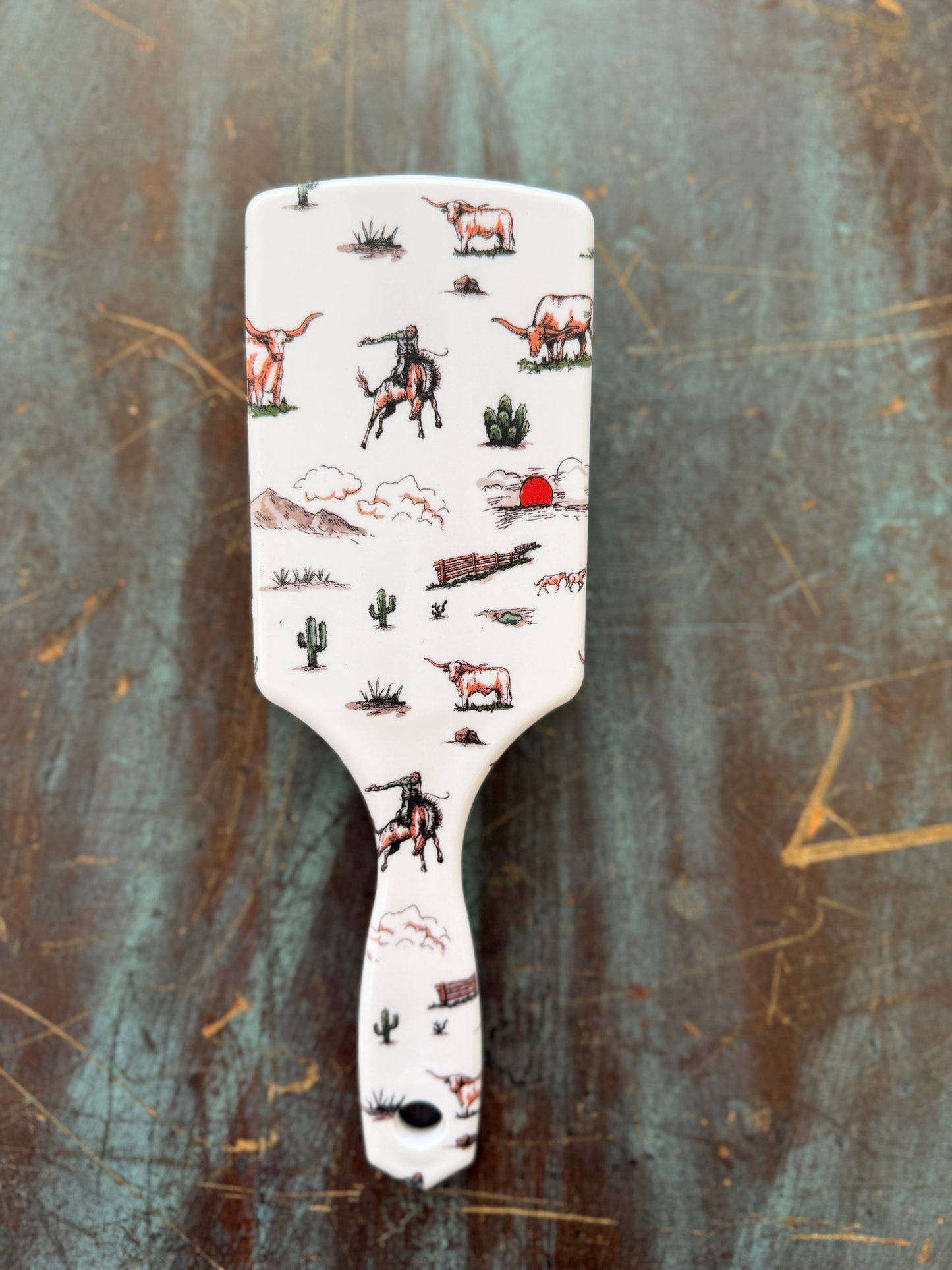 Western Printed Paddle Hair Brush