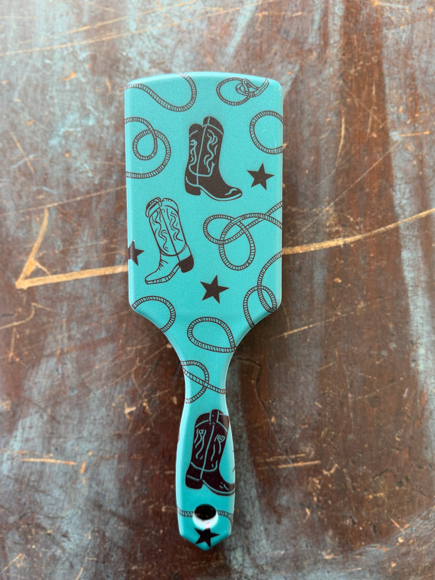 Western Printed Paddle Hair Brush