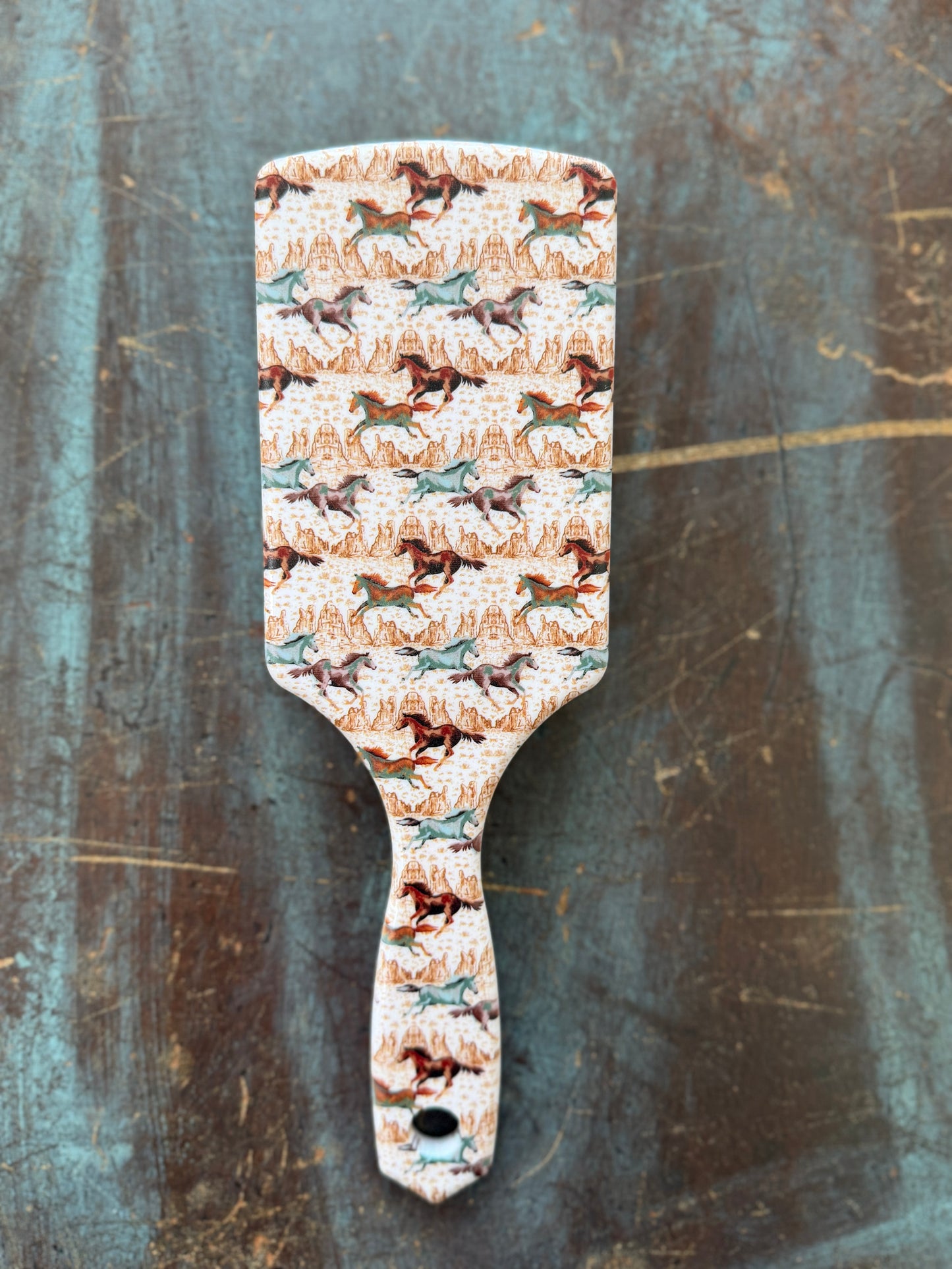 Western Printed Paddle Hair Brush