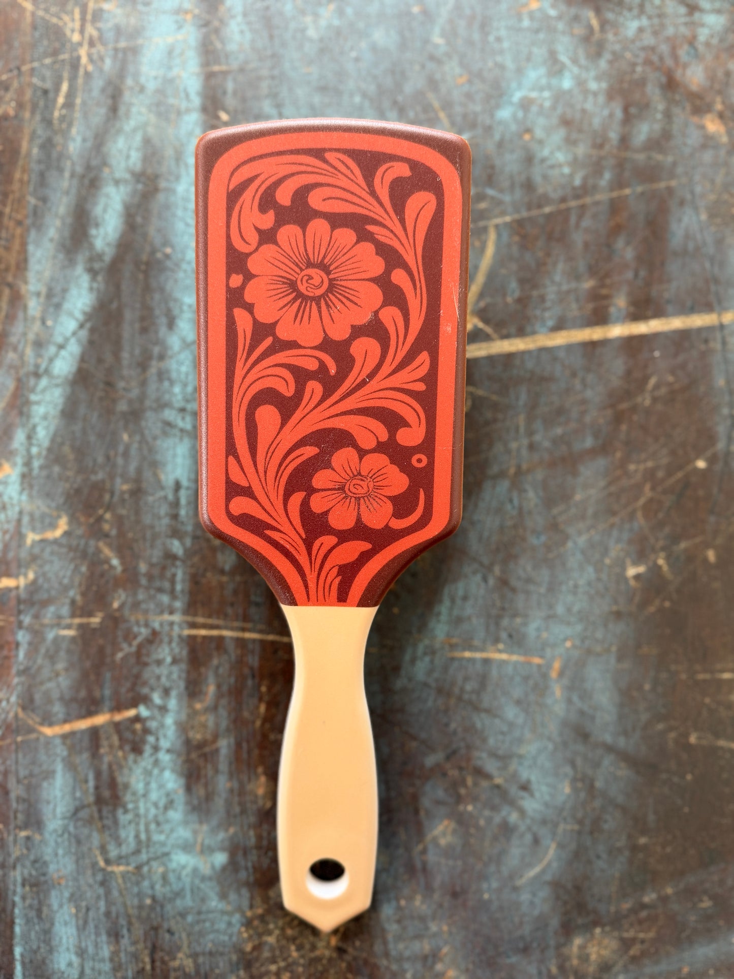 Western Printed Paddle Hair Brush