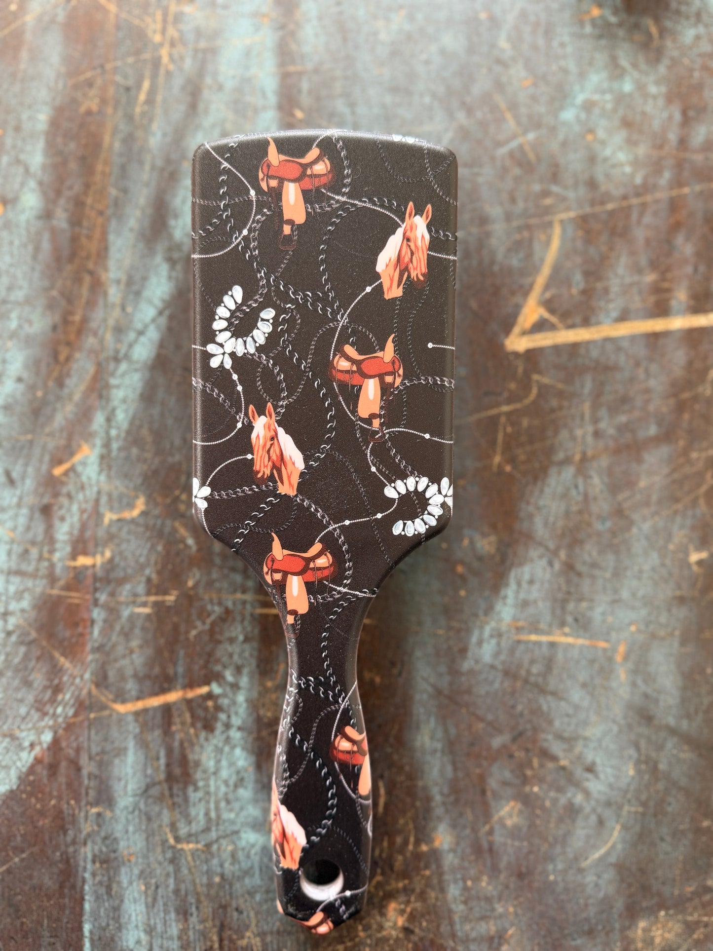 Western Printed Paddle Hair Brush