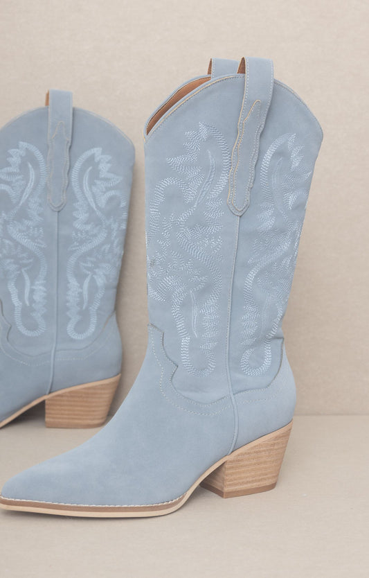 Mya Blue Suede Boots