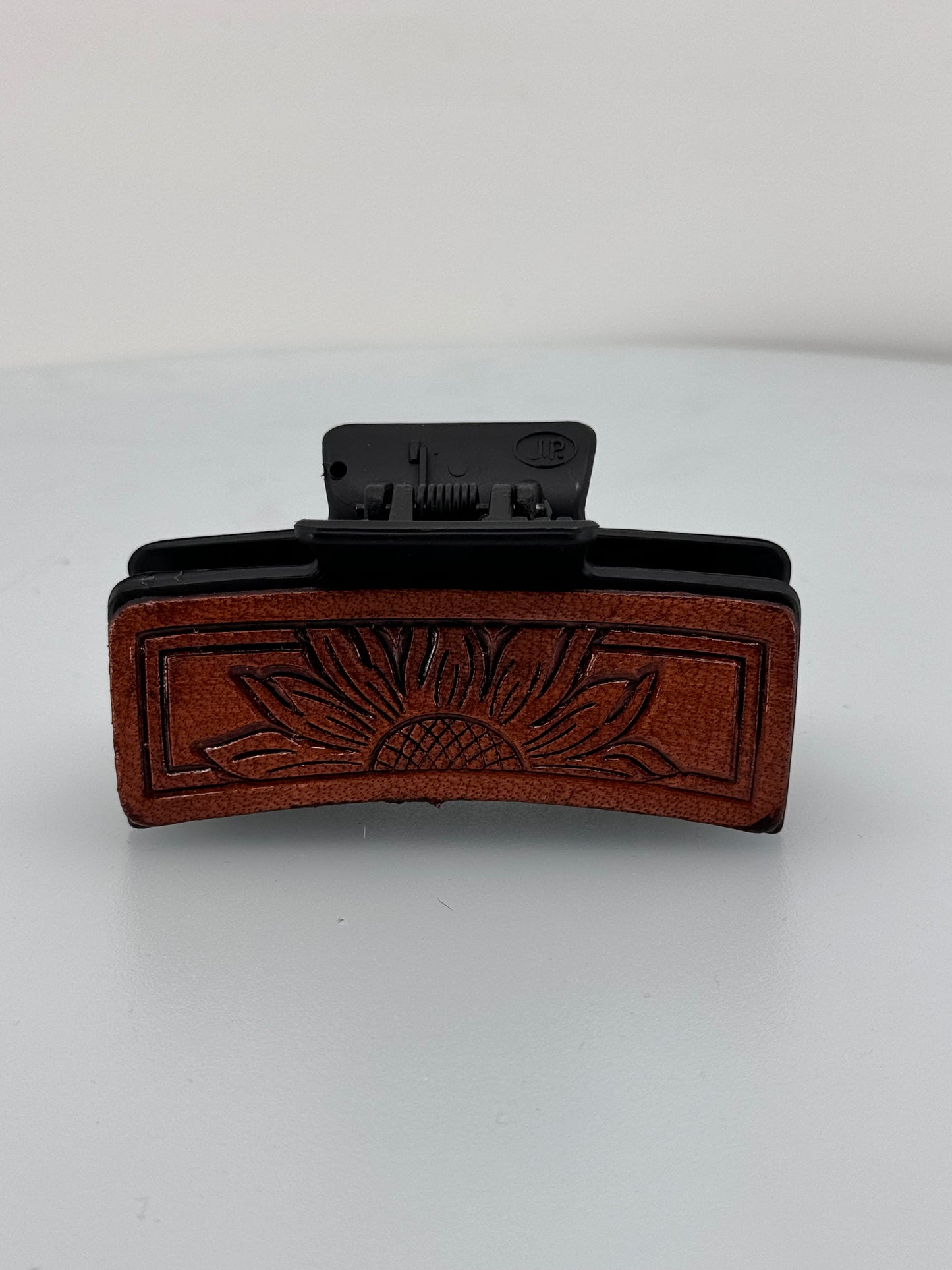 Leather Hand Tooled Hair Claw Clip