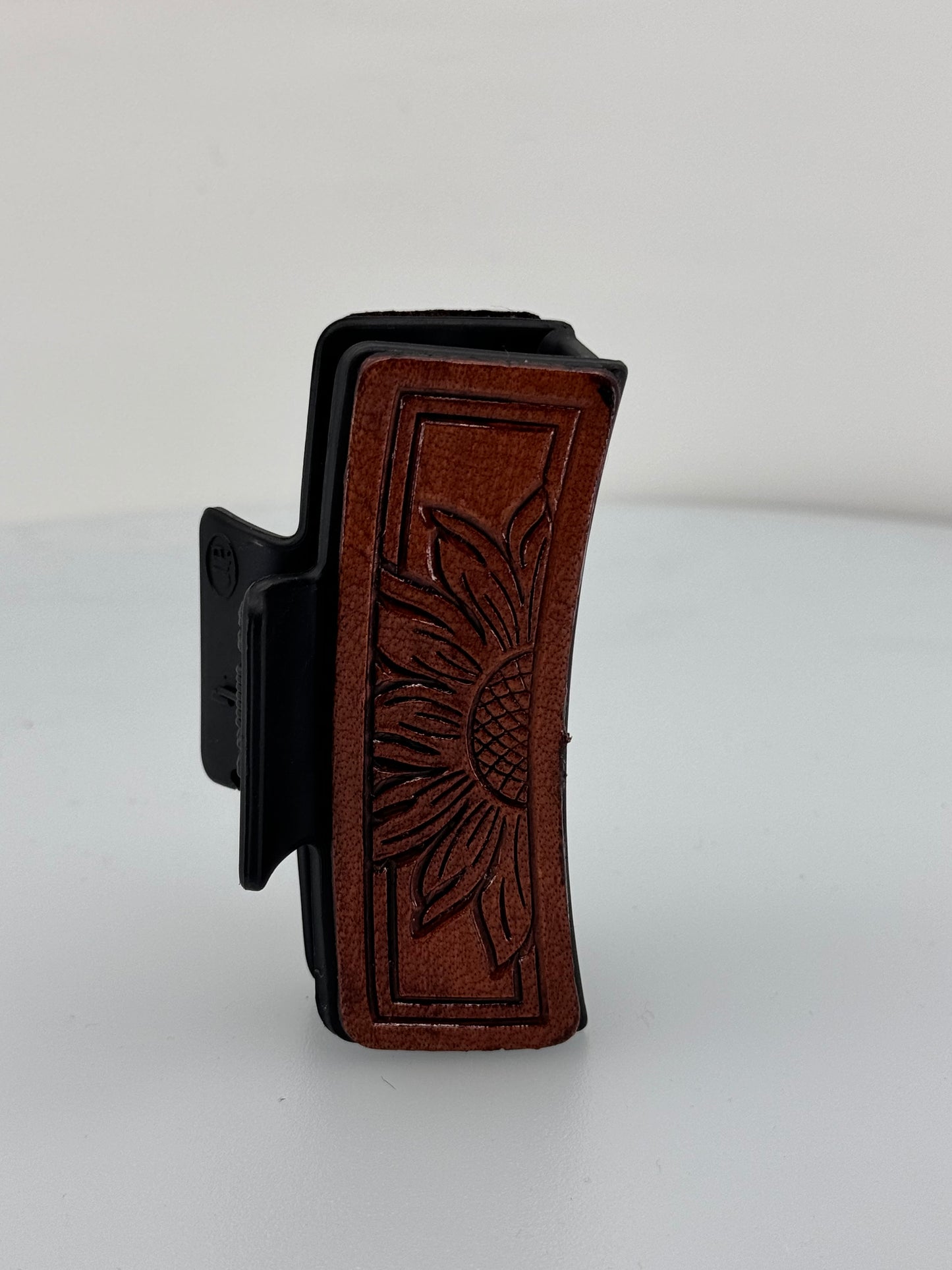 Leather Hand Tooled Hair Claw Clip