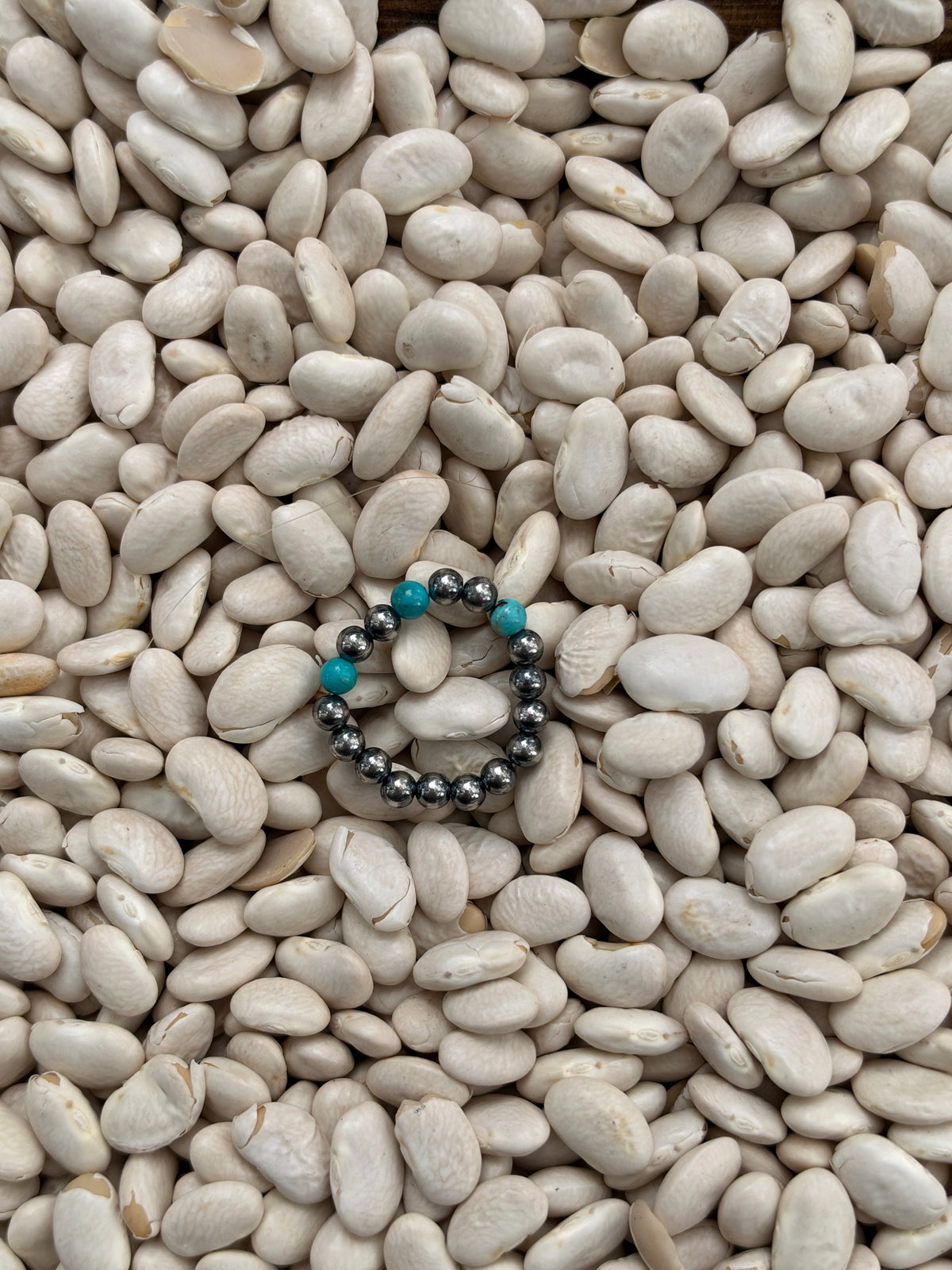 Turquoise 925 Sterling Silver Pearl Stretch Ring