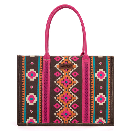 Southwestern Pattern Dual Sided Print Canvas Wide Tote