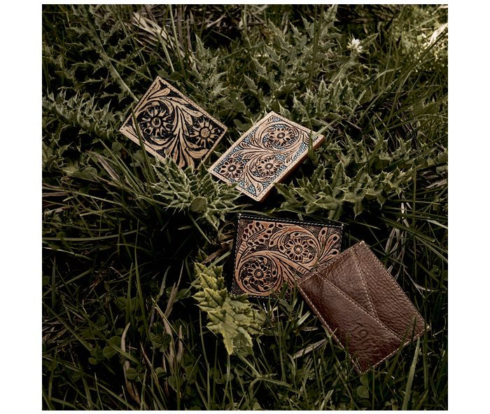 Leather Hand Tooled Credit Card Holder