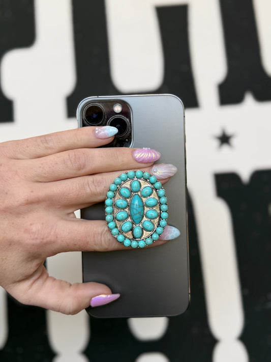 Turquoise Stone Concho Phone Grip