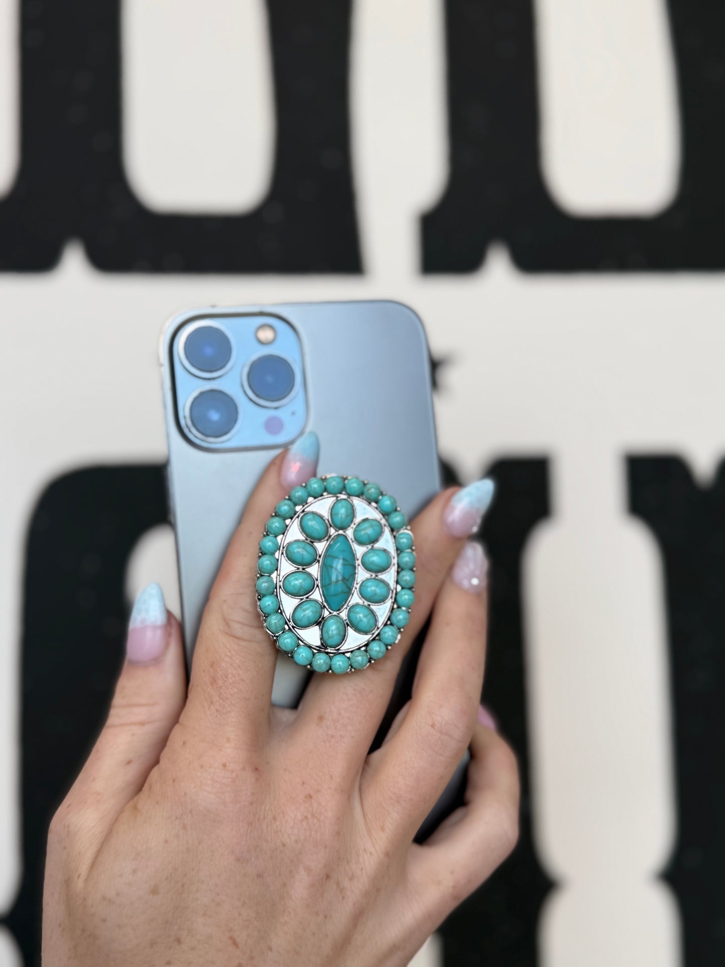 Turquoise Stone Concho Phone Grip