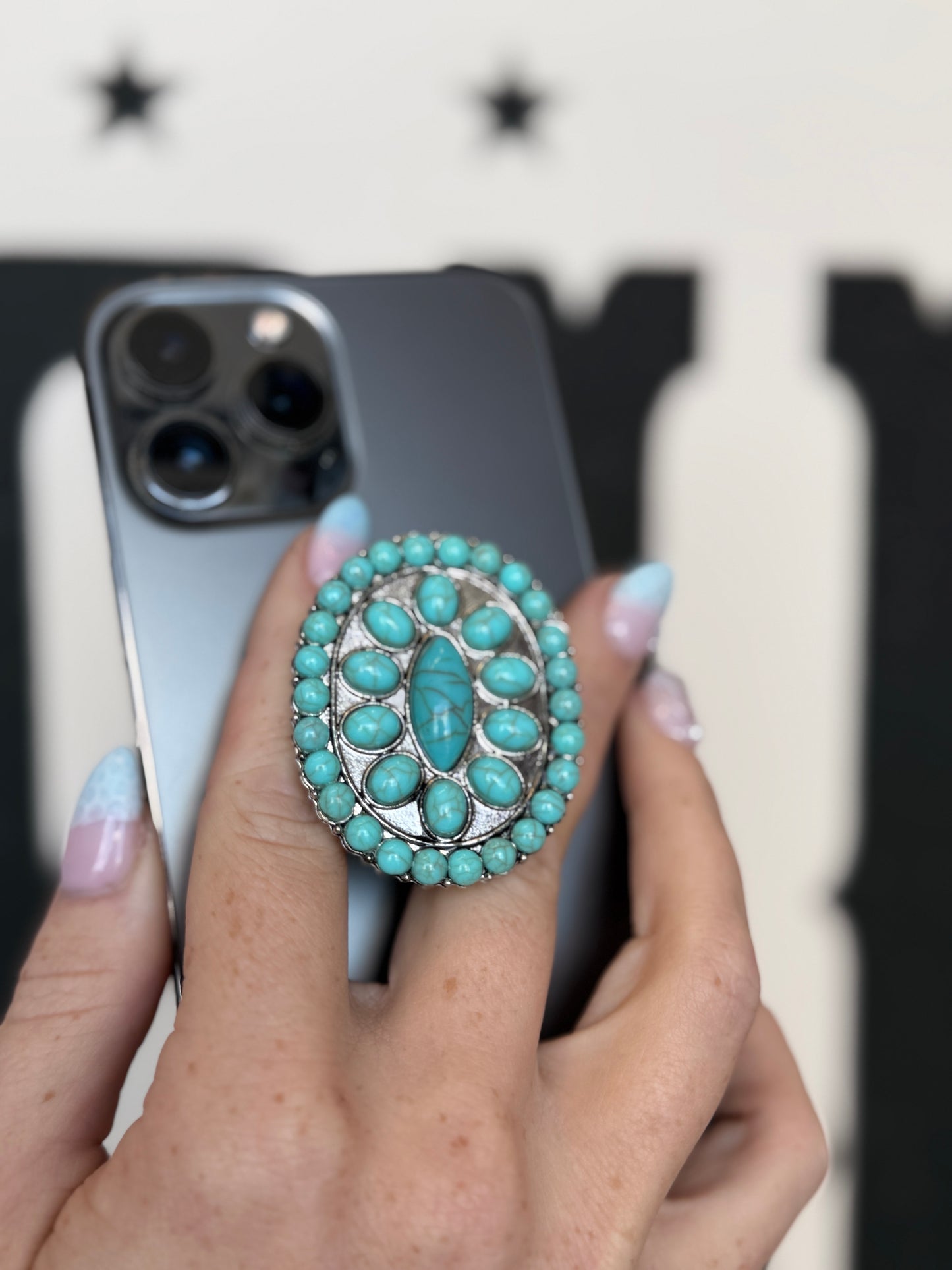 Turquoise Stone Concho Phone Grip