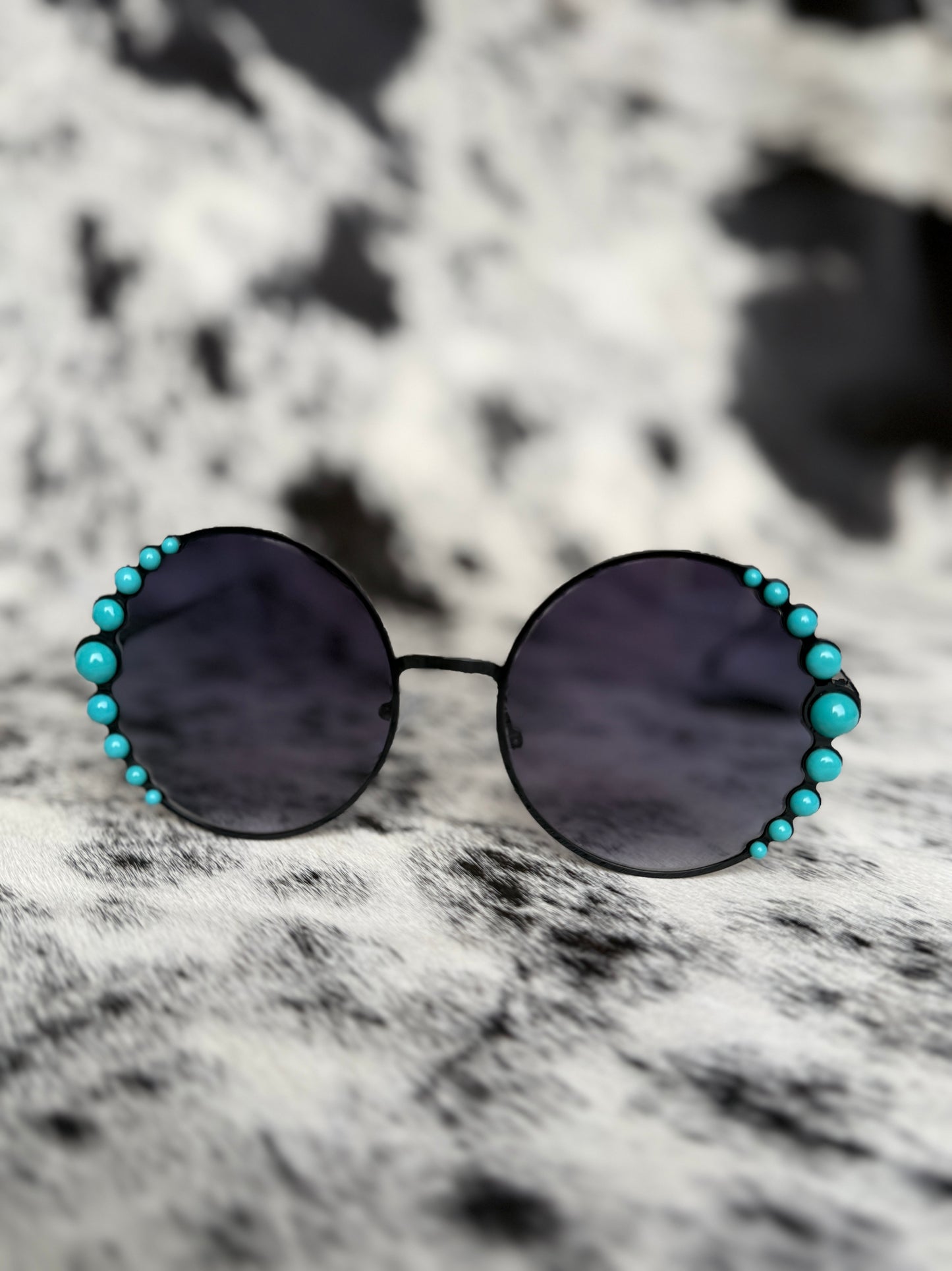 Boujee Babe Turquoise Beaded Sunglasses