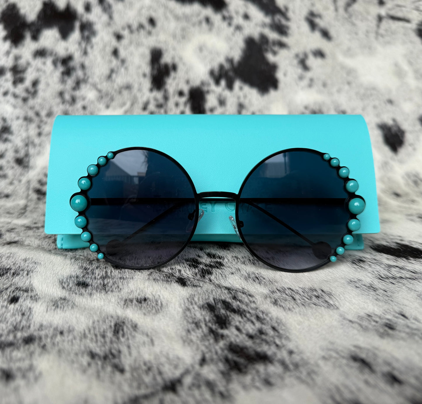 Boujee Babe Turquoise Beaded Sunglasses