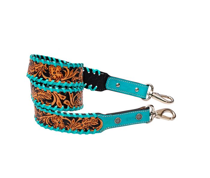 Turquoise Ridge Hand-tooled Leather Strap