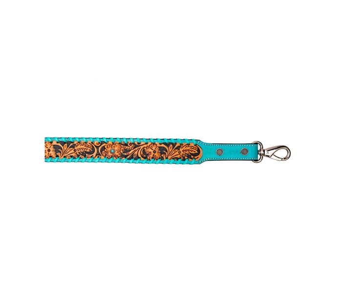 Turquoise Ridge Hand-tooled Leather Strap