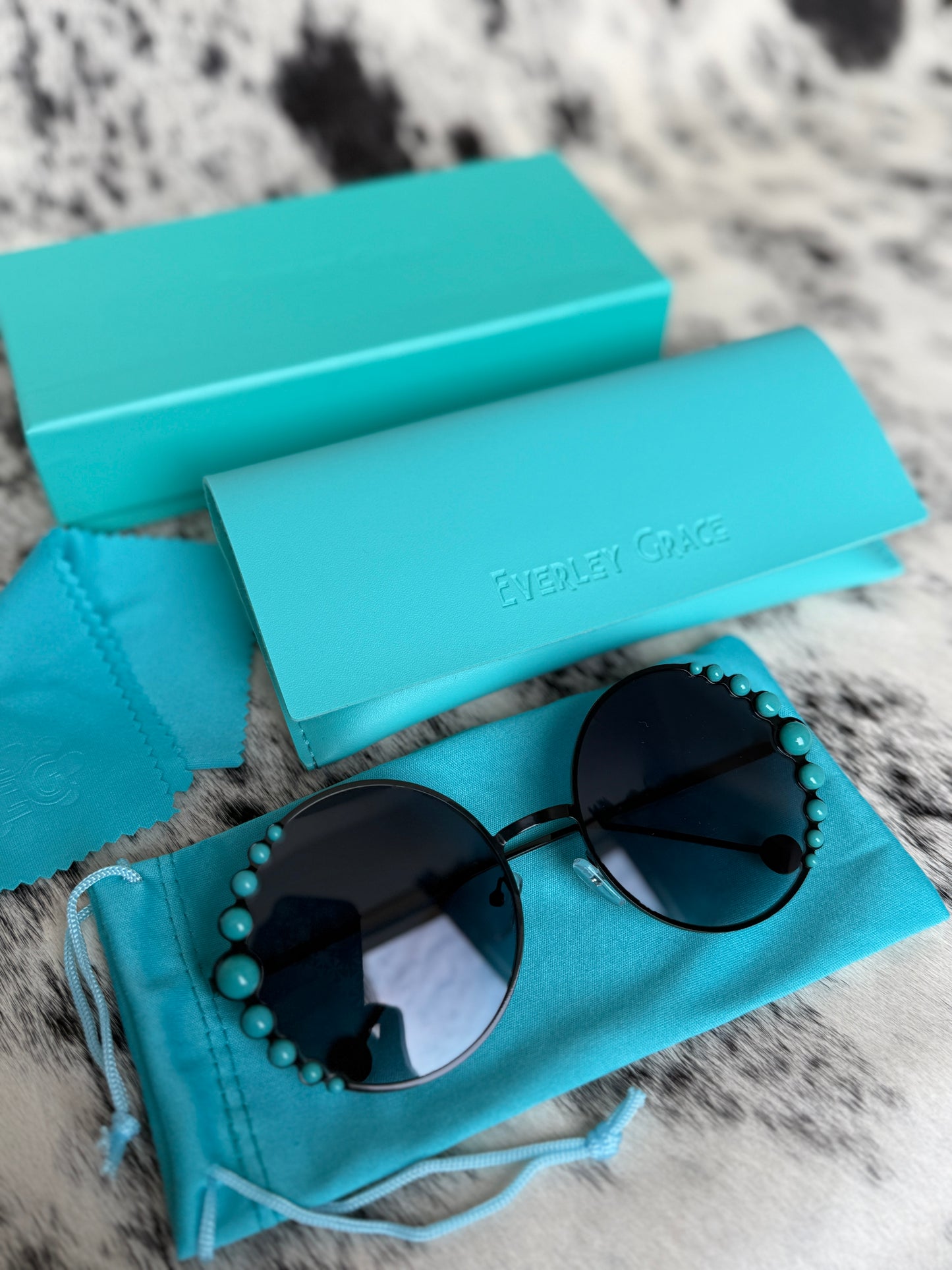 Boujee Babe Turquoise Beaded Sunglasses