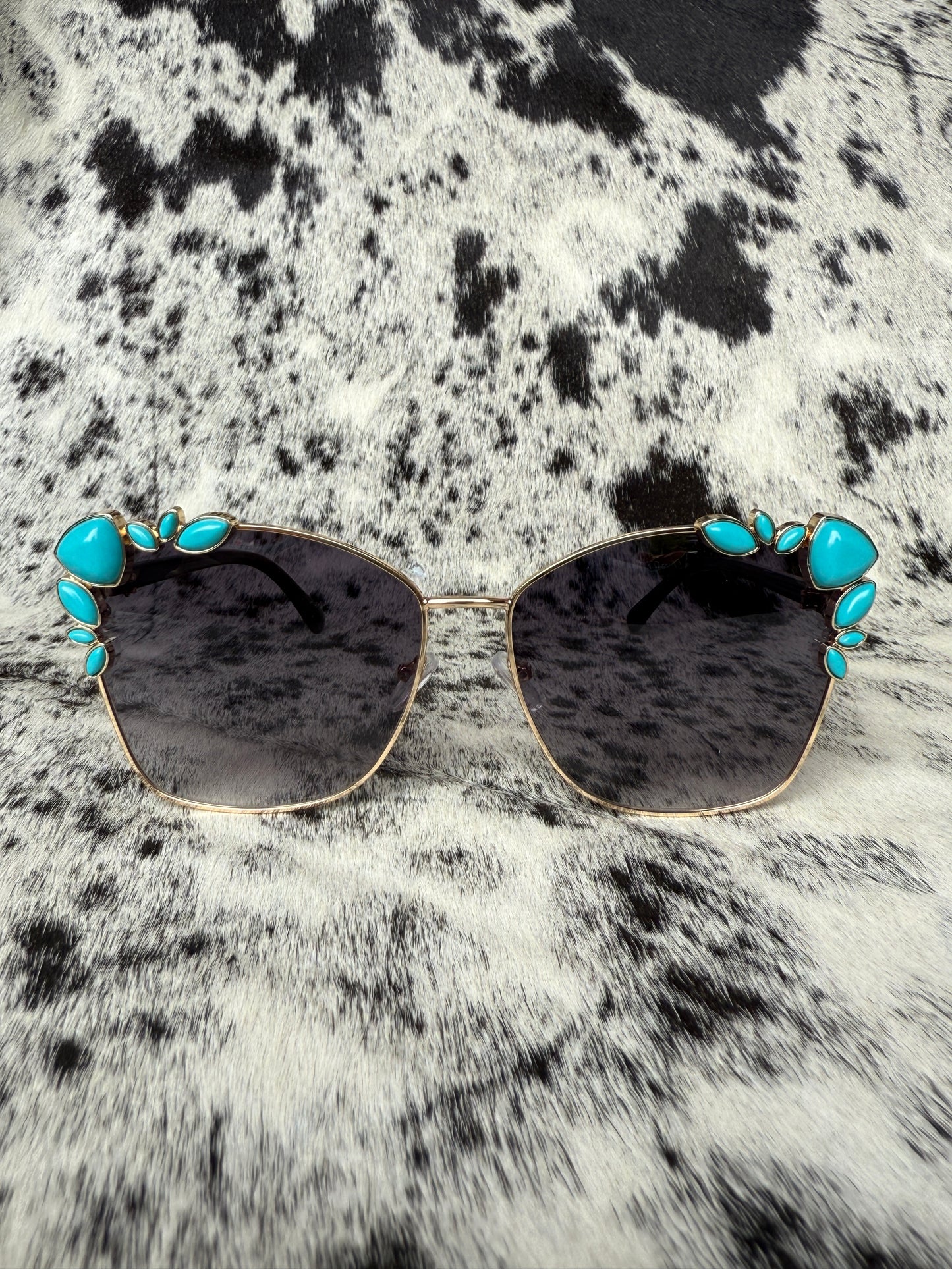 Boujee Babe Turquoise Beaded Sunglasses