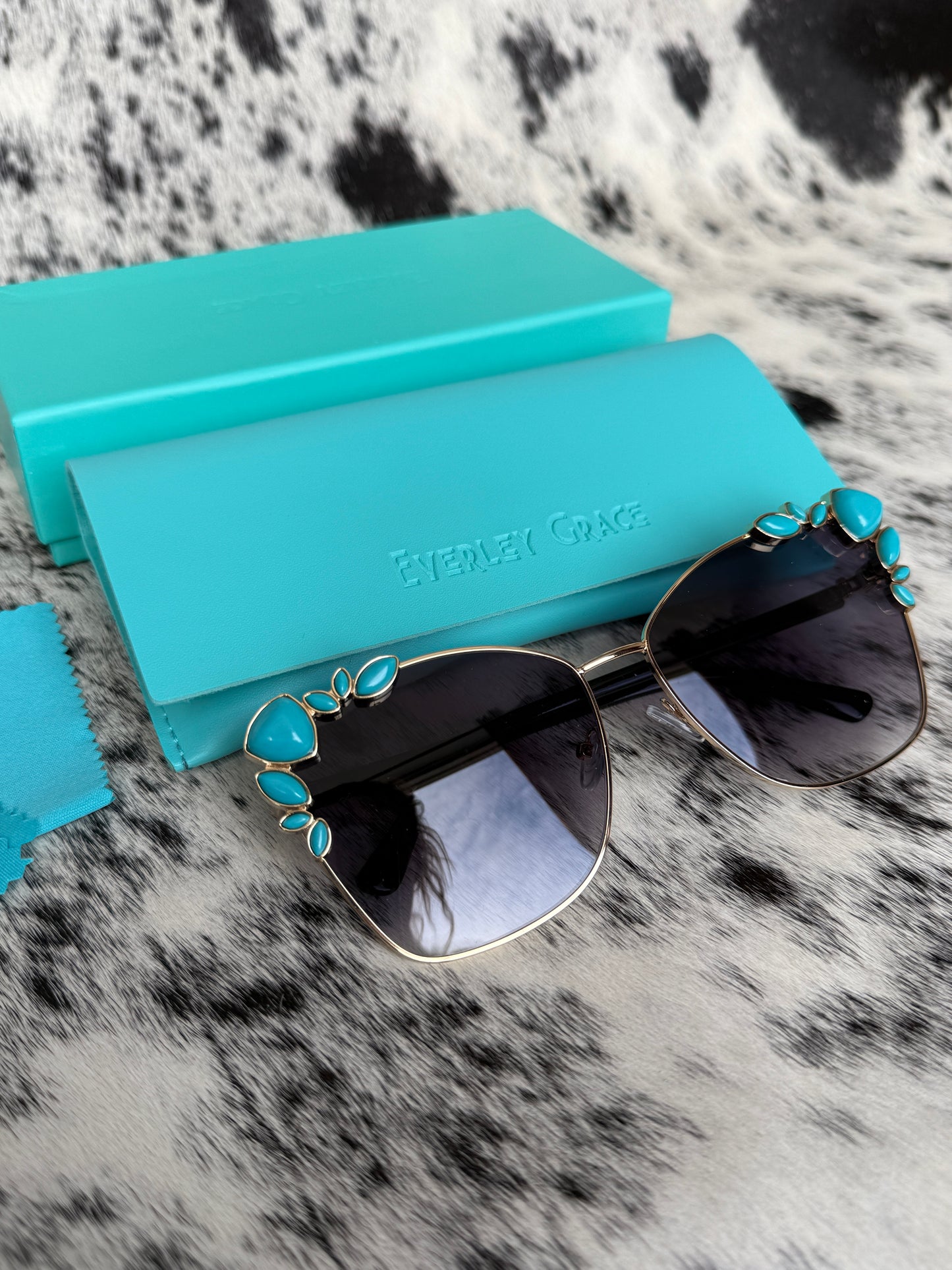 Boujee Babe Turquoise Beaded Sunglasses