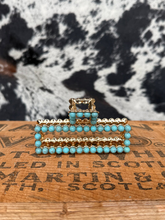 Turquoise Beaded Hair Clips