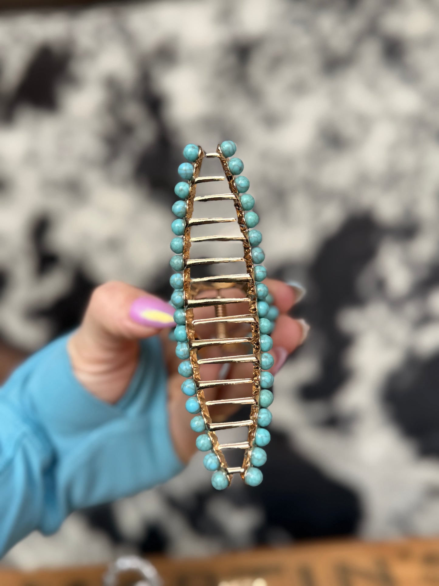 Turquoise Beaded Hair Clips