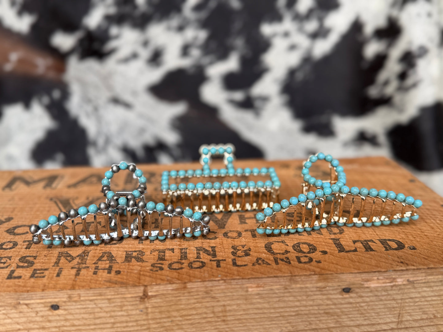 Turquoise Beaded Hair Clips