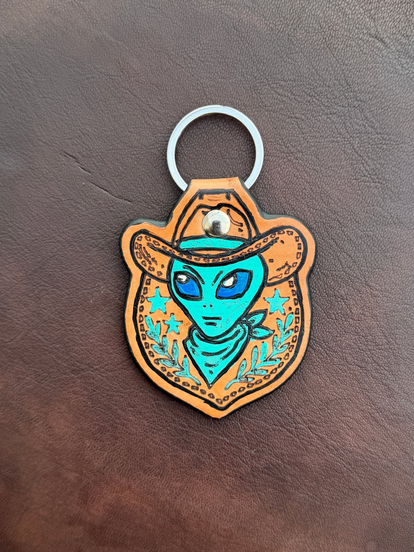 👽 Alien Alan Leather Keychain