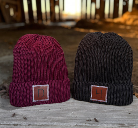 Personalized Cozy Cuff Branded Beanie – Custom Initialed & Hand-Branded for You