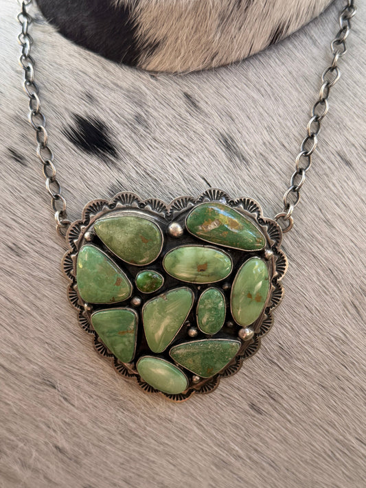 Charles Johnson Green Sonoran Heart Cluster Necklace