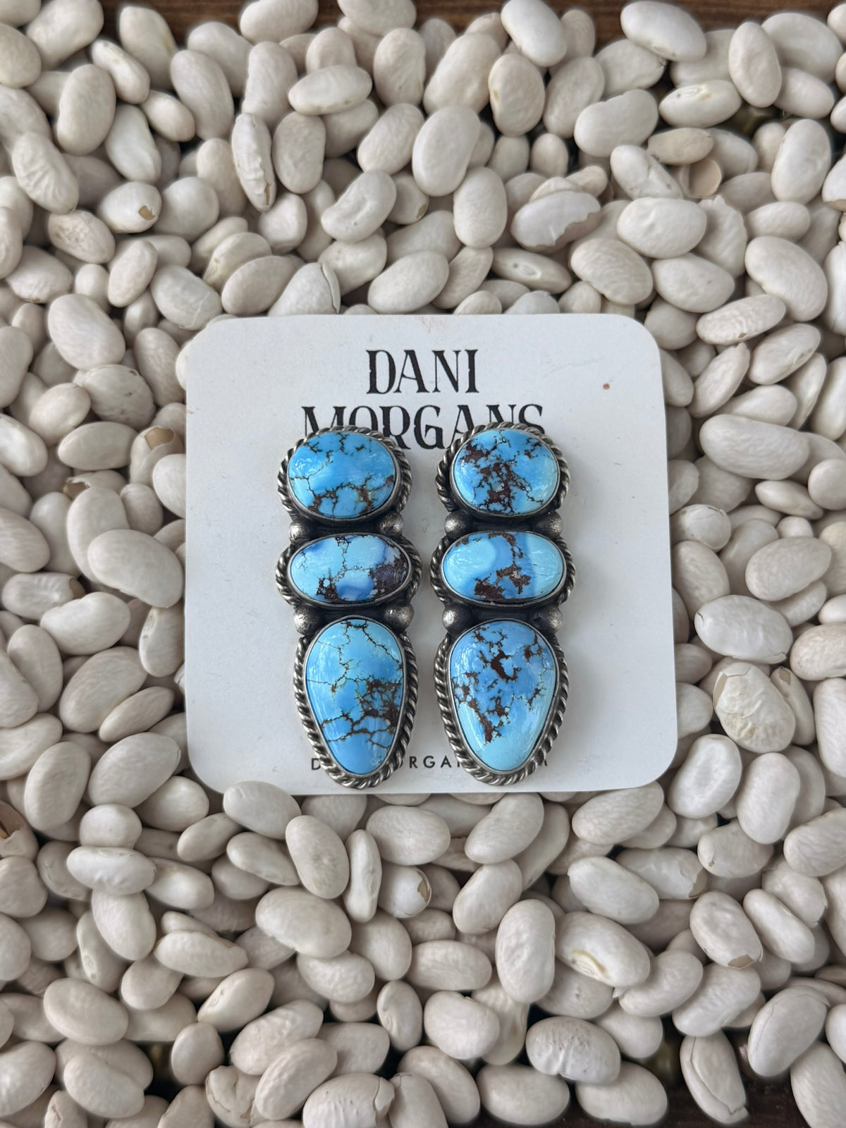 TS Golden Hills 3 Stone Dangle Earrings