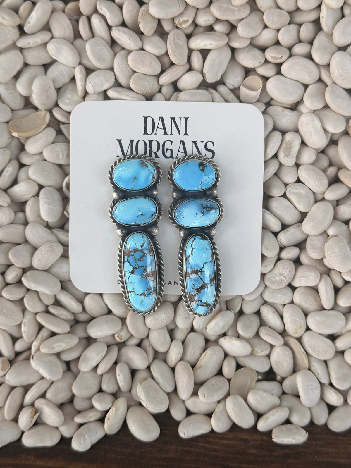 TS Golden Hills 3 Stone Dangle Earrings