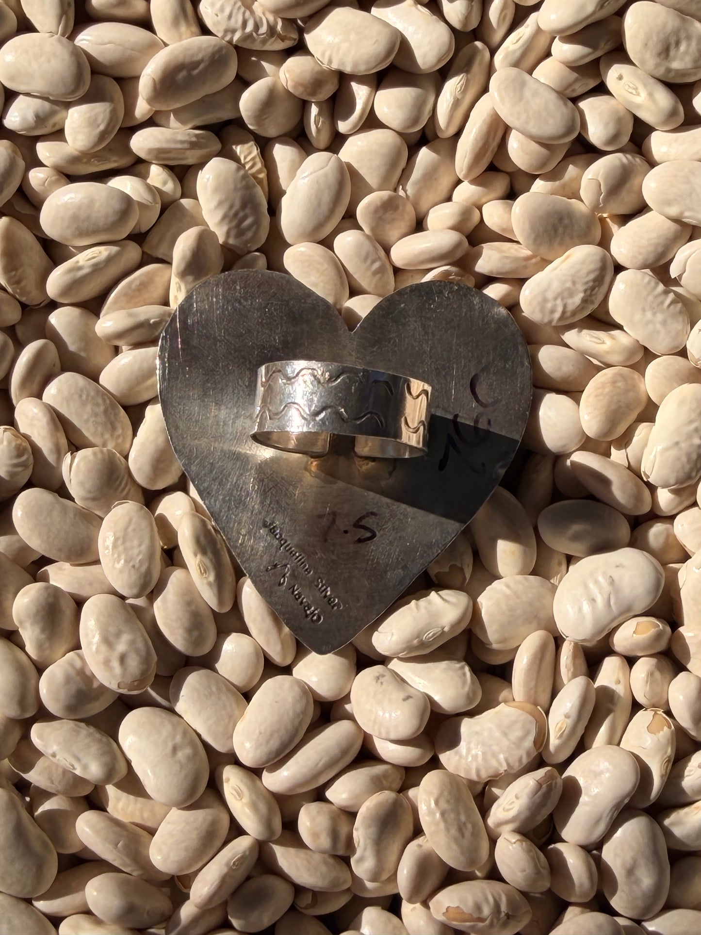 Jacqueline Silver Sterling Silver Heart Shape Size 7.5 Ring